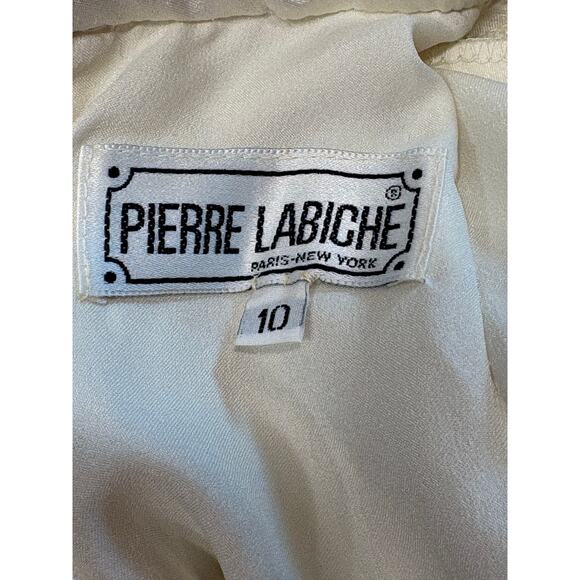 Vintage Pierre Labiche Cream Pleated Dress with Lace Detail Size 10 - Picture 14 of 15